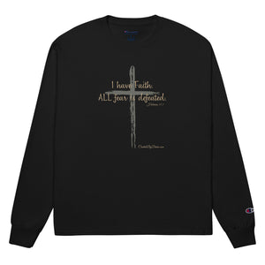 "I Have Faith. All Fear is Defeated." Men's Champion Long Sleeve Shirt