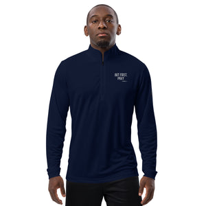 "But First, Pray" Men's Adidas Quarter Zip Pullover (White Letters)