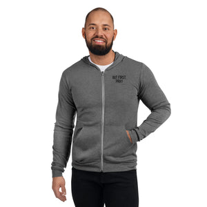 "But First, Pray" Men's Lightweight Zip Hoodie (Black Letters)
