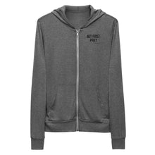 Load image into Gallery viewer, &quot;But First, Pray&quot; Men&#39;s Lightweight Zip Hoodie (Black Letters)