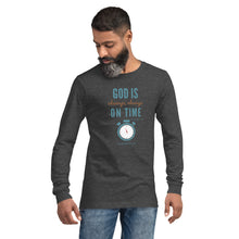 Load image into Gallery viewer, &quot;God is Always, Always on Time&quot; Men&#39;s Long Sleeve Shirt